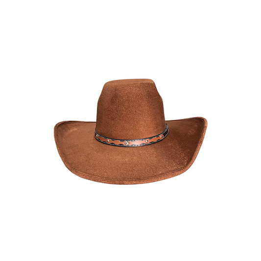 Flat Crown Top Buffalo Cowboy Hat- Tobacco