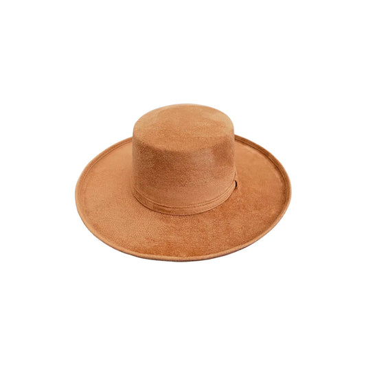 Charlie Curled Pencil Brim Boater - Tan
