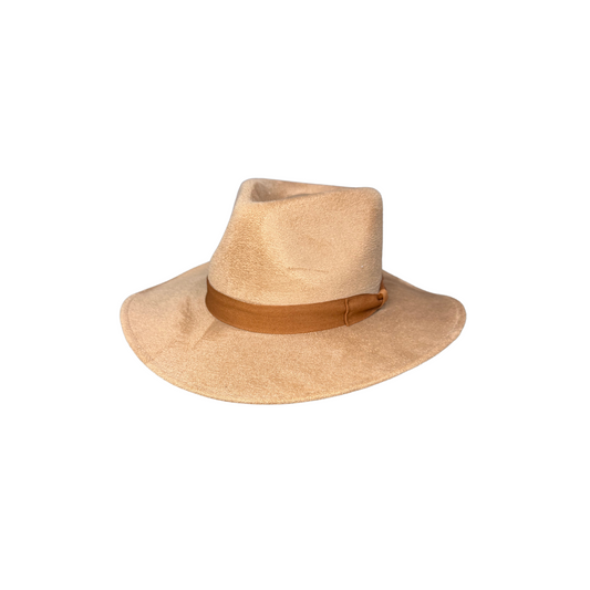 Cami Fedora Hat - Tan with Tobacco Bow D&D