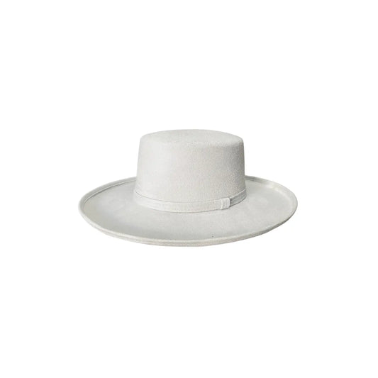 Charlie Pencil Curled Brim Boater - Light Gray