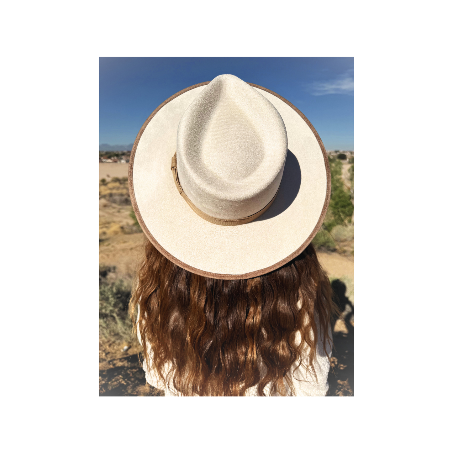 Millie Teardrop- Ivory Hat w/ Dark Taupe Contrast Trim and Bow