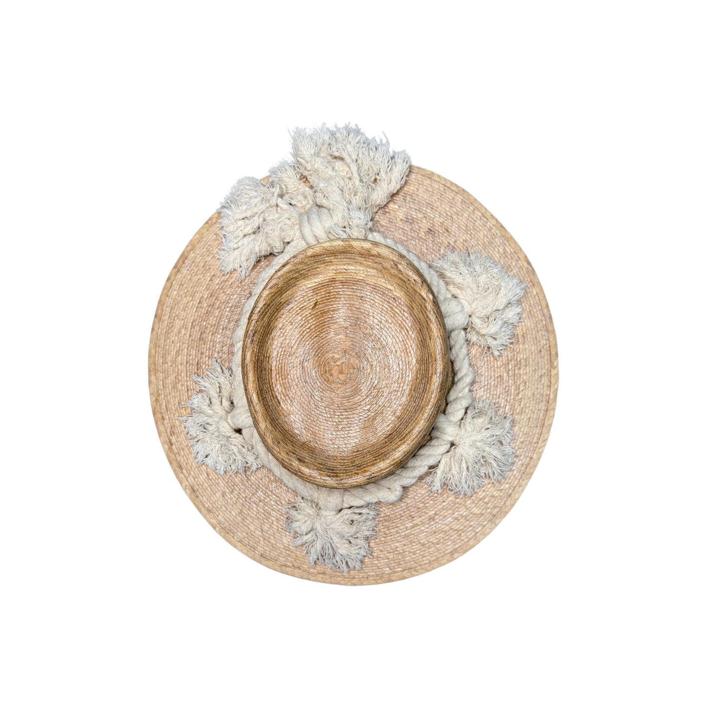 Natural Palm Leaf Crown Top Brim Hat