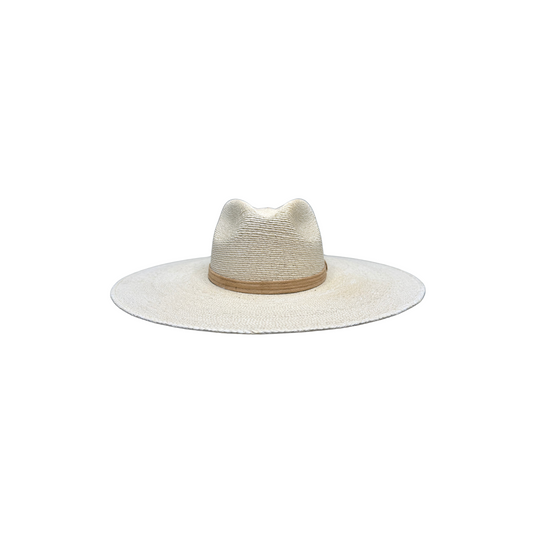 Fine Natural Palm Leaf Wide Brim Hat with Vegan Suede Band