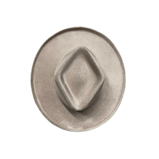 Jordyn Pencil Curled Brim Diamond Crown- Taupe