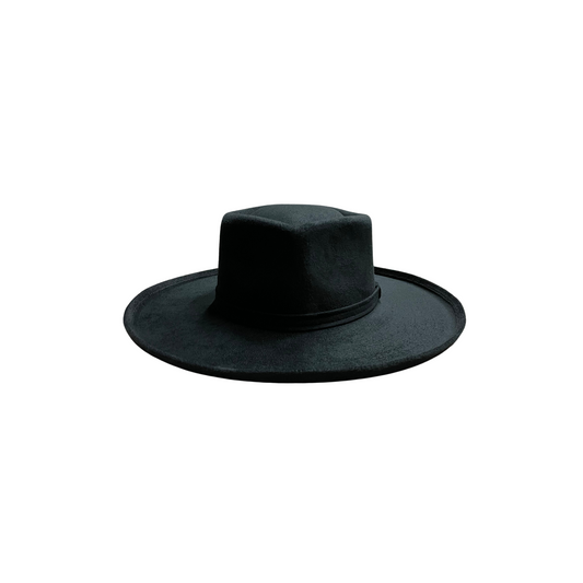 Taylor Pencil Curled Brim Sweetheart Crown- Black