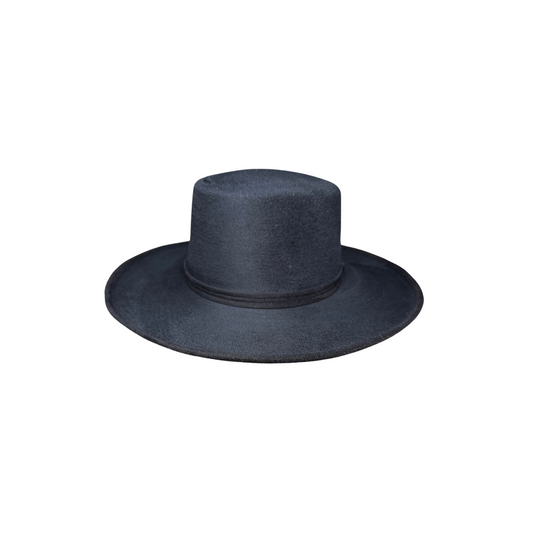 Charlie Curled Pencil Brim Boater- Black D&D