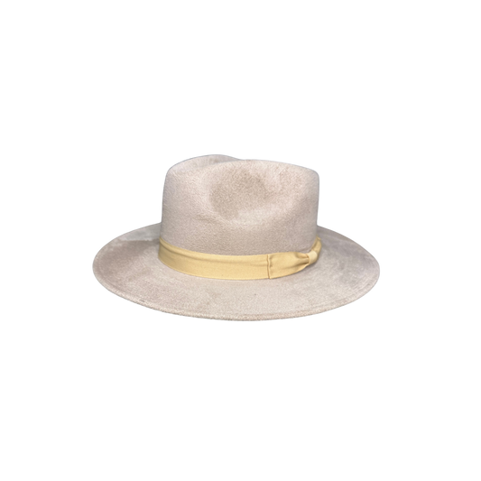 Cami Fedora Hat - Taupe with Nude Bow D&D