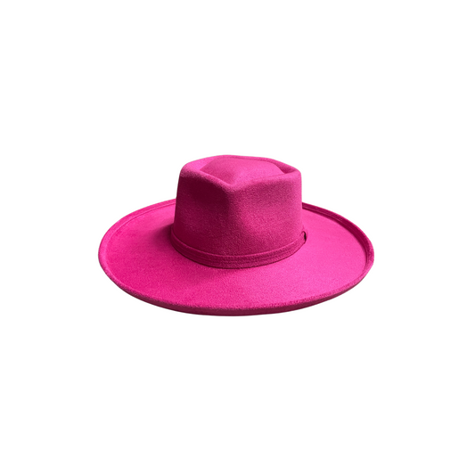 Taylor Pencil Curled Brim Sweetheart Crown- Fuchsia