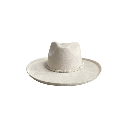 Jane Curled Pencil Brim W Braided Band- Ivory