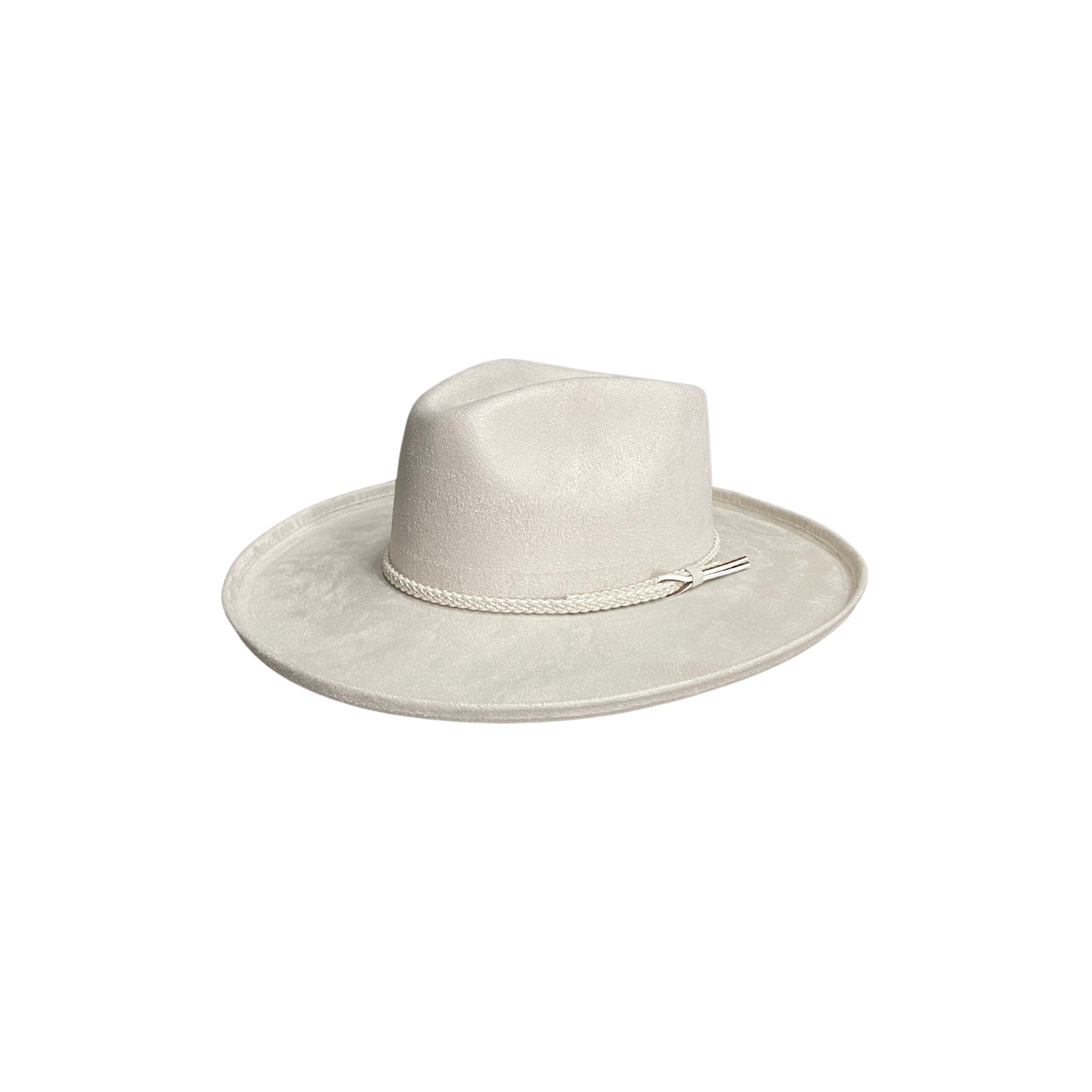 Jane Curled Pencil Brim W Braided Band- Ivory