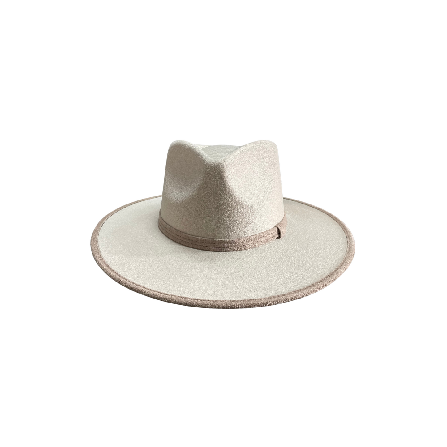 Millie Teardrop - Two-Toned Ivory Hat w/ Taupe Trim
