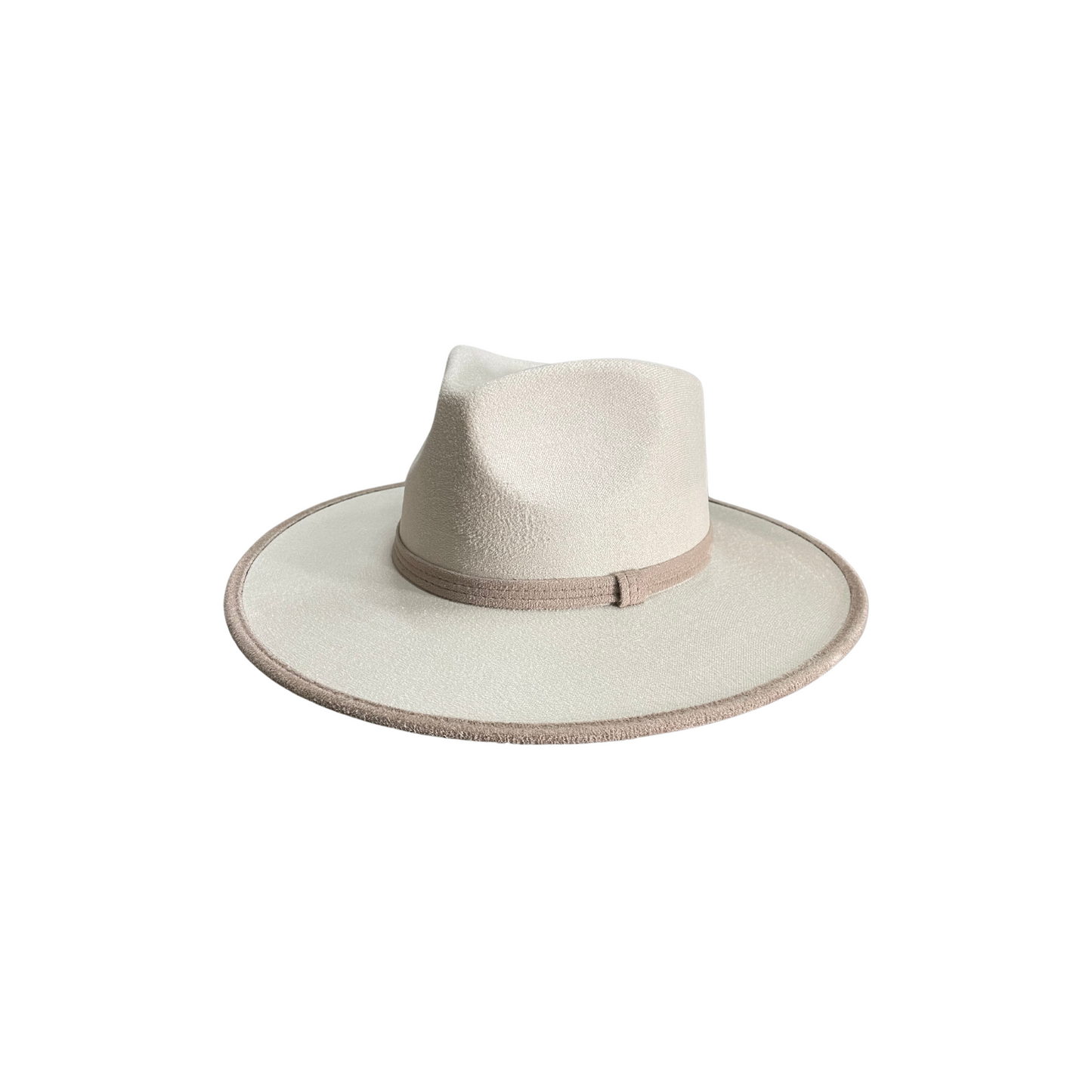 Millie Teardrop - Two-Toned Ivory Hat w/ Taupe Trim