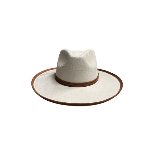 Blake Curled Pencil Brim - Two-Toned Ivory w/ Tobacco Trim
