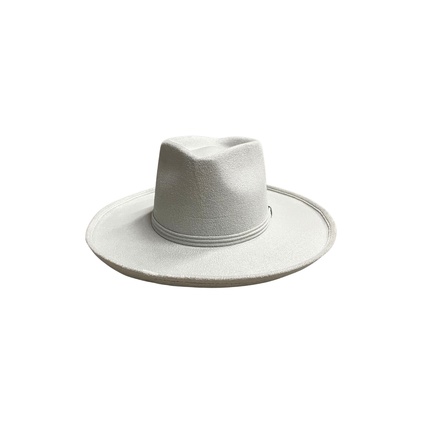 Jordyn Pencil Curled Brim Diamond Crown- Light Gray