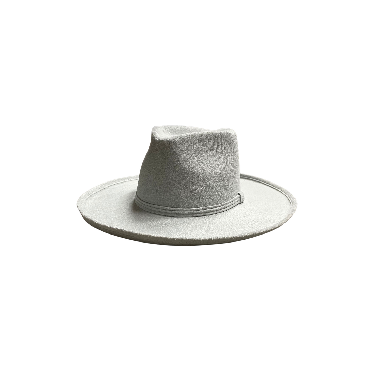 Jordyn Pencil Curled Brim Diamond Crown- Light Gray