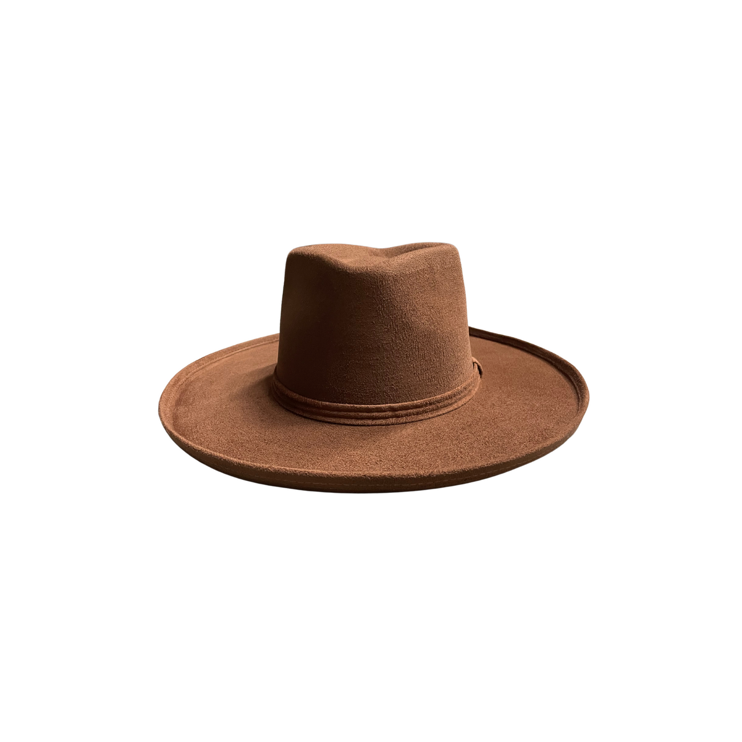 Jordyn Pencil Curled Brim Diamond Crown- Tobacco