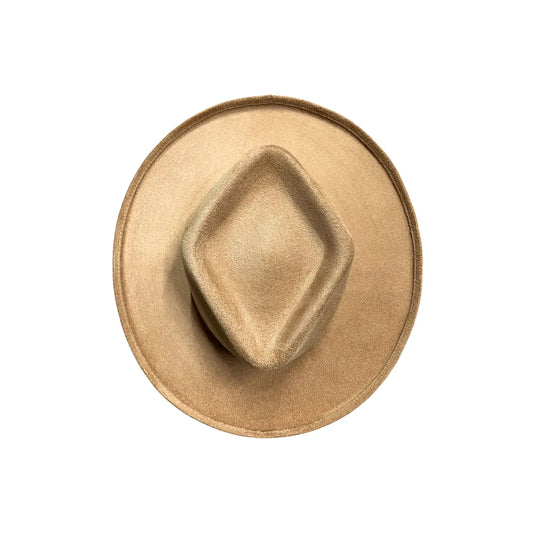 Jordyn Pencil Curled Brim Diamond Crown- Tan