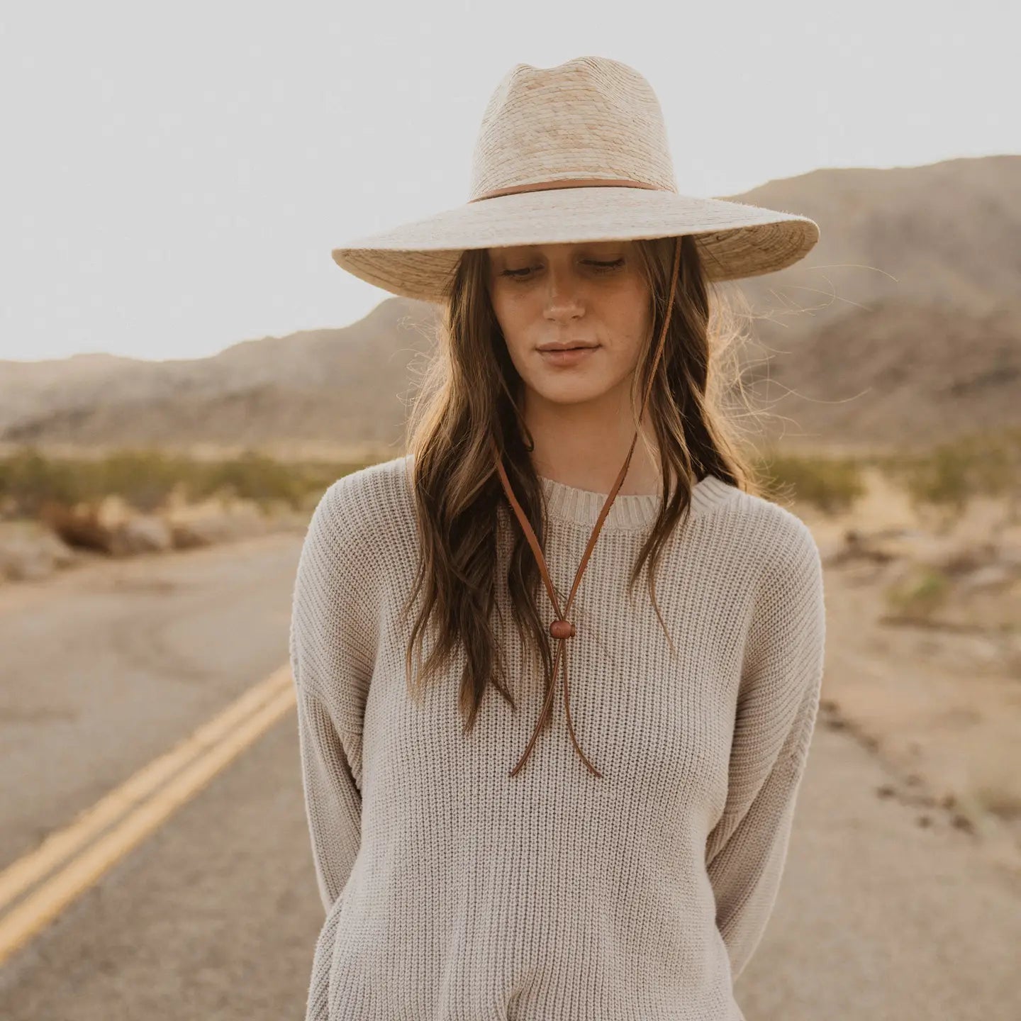 Western Cowgirl Palm Leaf Hats with Cognac Chin Straps D&D