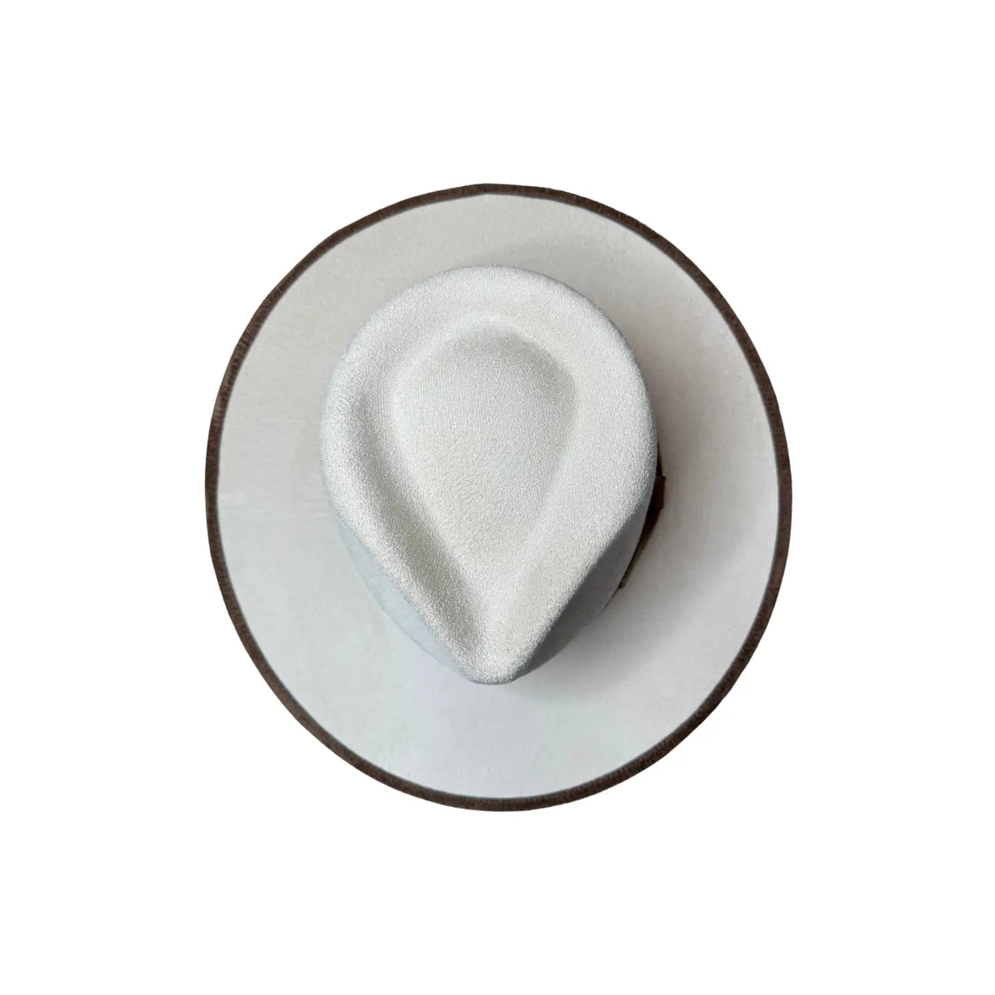 Millie Teardrop- Ivory Hat w/ Dark Taupe Contrast Trim and Bow