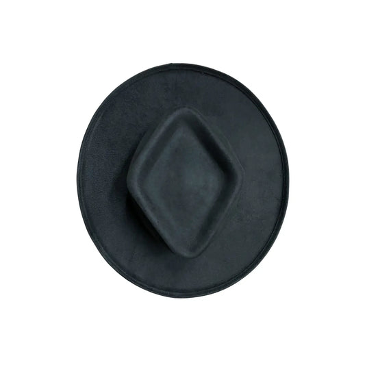 Jordyn Pencil Curled Brim Diamond Crown- Black