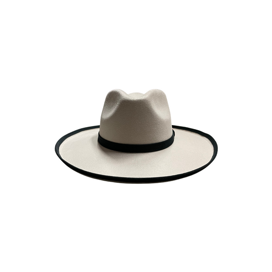 Blake Curled Pencil Brim - Two-Toned Ivory w/ Black Trim