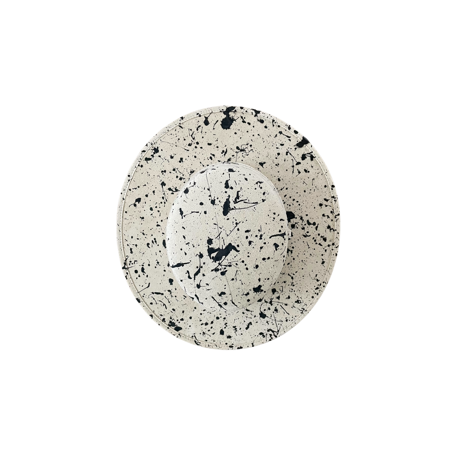 Frankie Black Splatter Boater - Ivory D&D