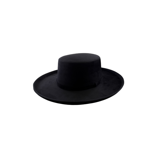 Charlie Curled Pencil Brim Boater- Black