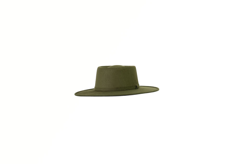Alex Crown Top Boater  - Olive Green