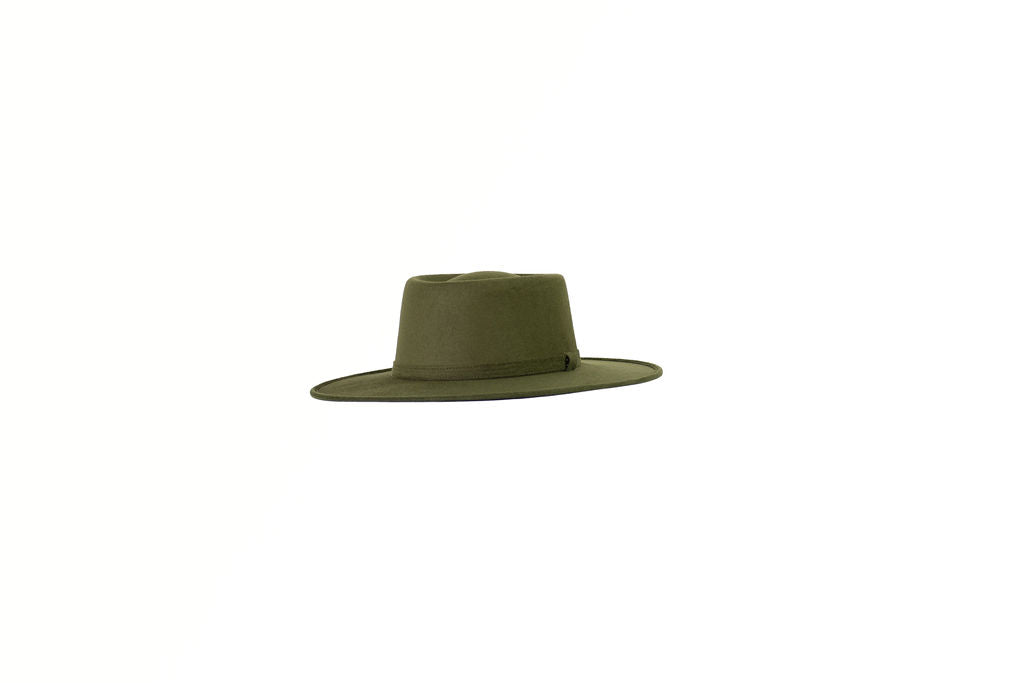 Alex Crown Top Boater - Olive Green