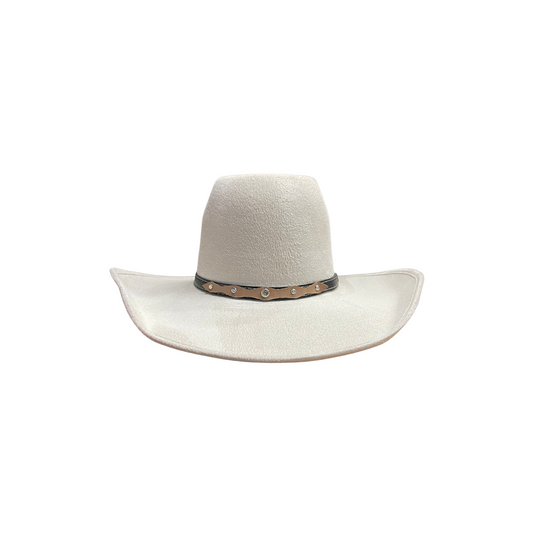 Flat Crown Top Buffalo Cowboy Hat- Ivory