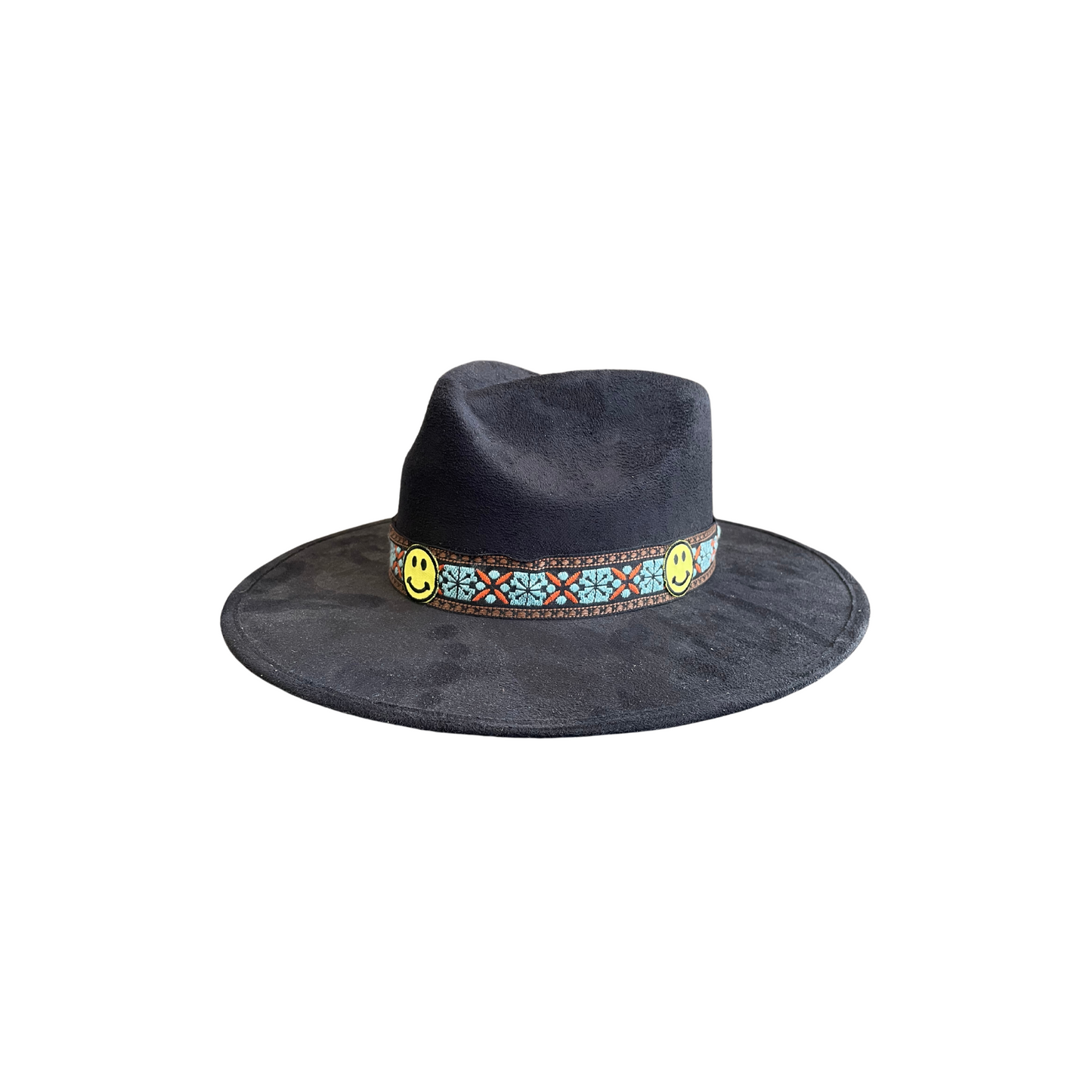 Black Crosstop Rancher with Smiley Face Hat Band
