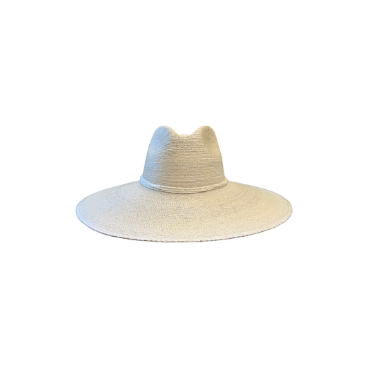 Stevie Bleached Fine Palm Leaf Wide Brim Rancher w/ Hand Tied Twine