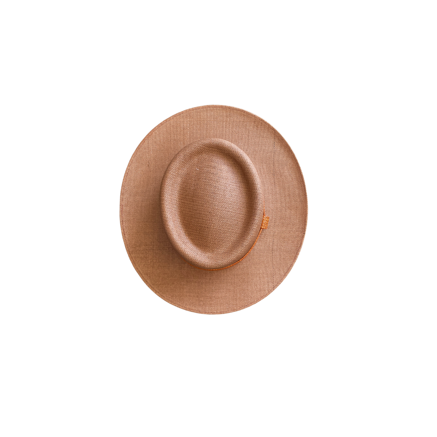Brown Straw Crowntop with Orange Leather Hat Band
