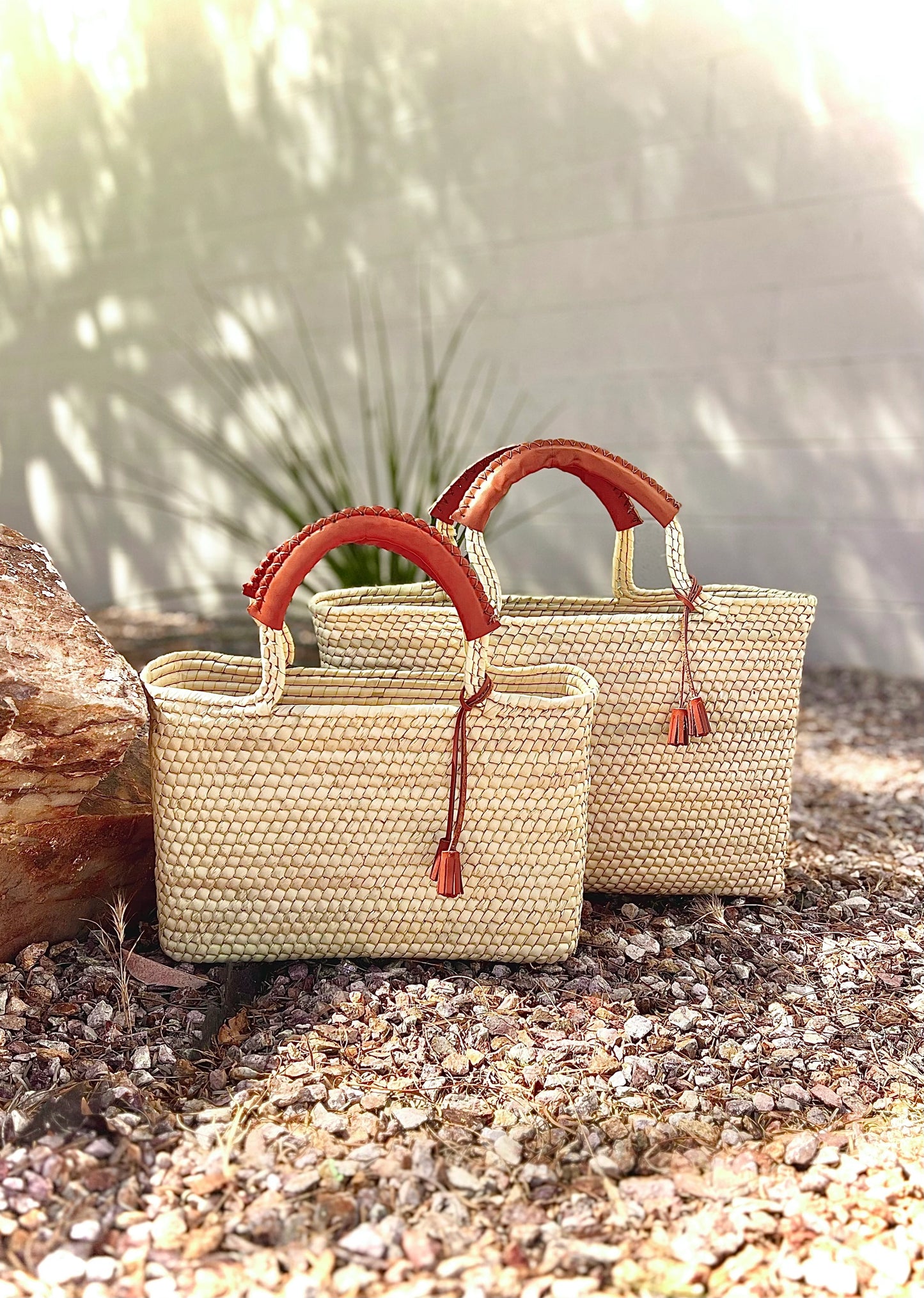 Kristen Palm Leaf Tote Bags