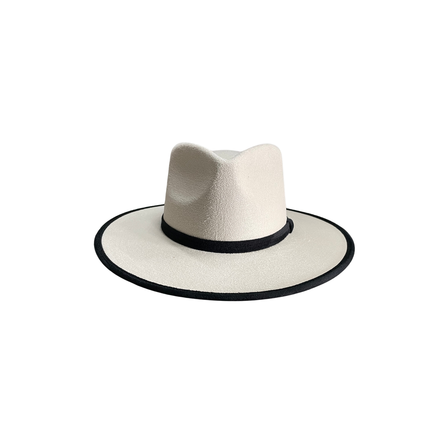 Millie Teardrop - Two-Toned Ivory Hat w/ Black Trim