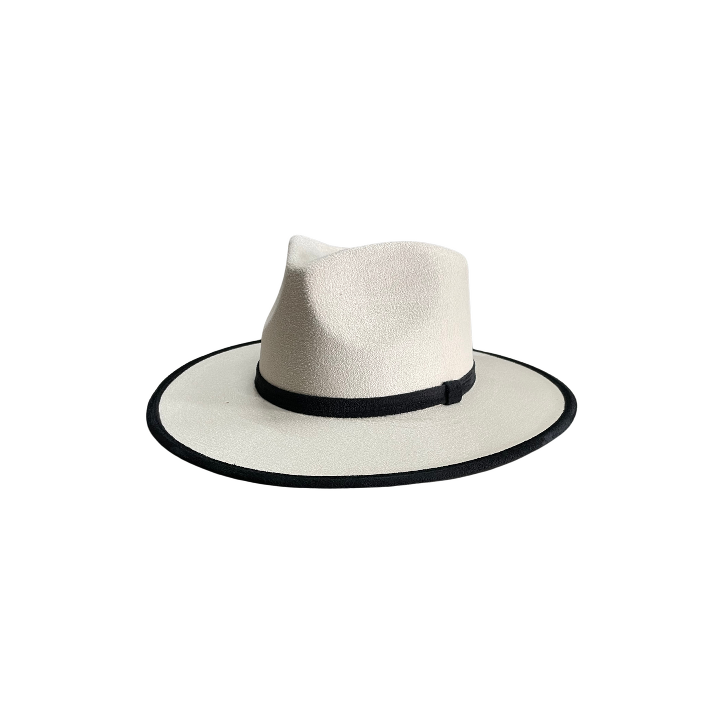 Millie Teardrop - Two-Toned Ivory Hat w/ Black Trim