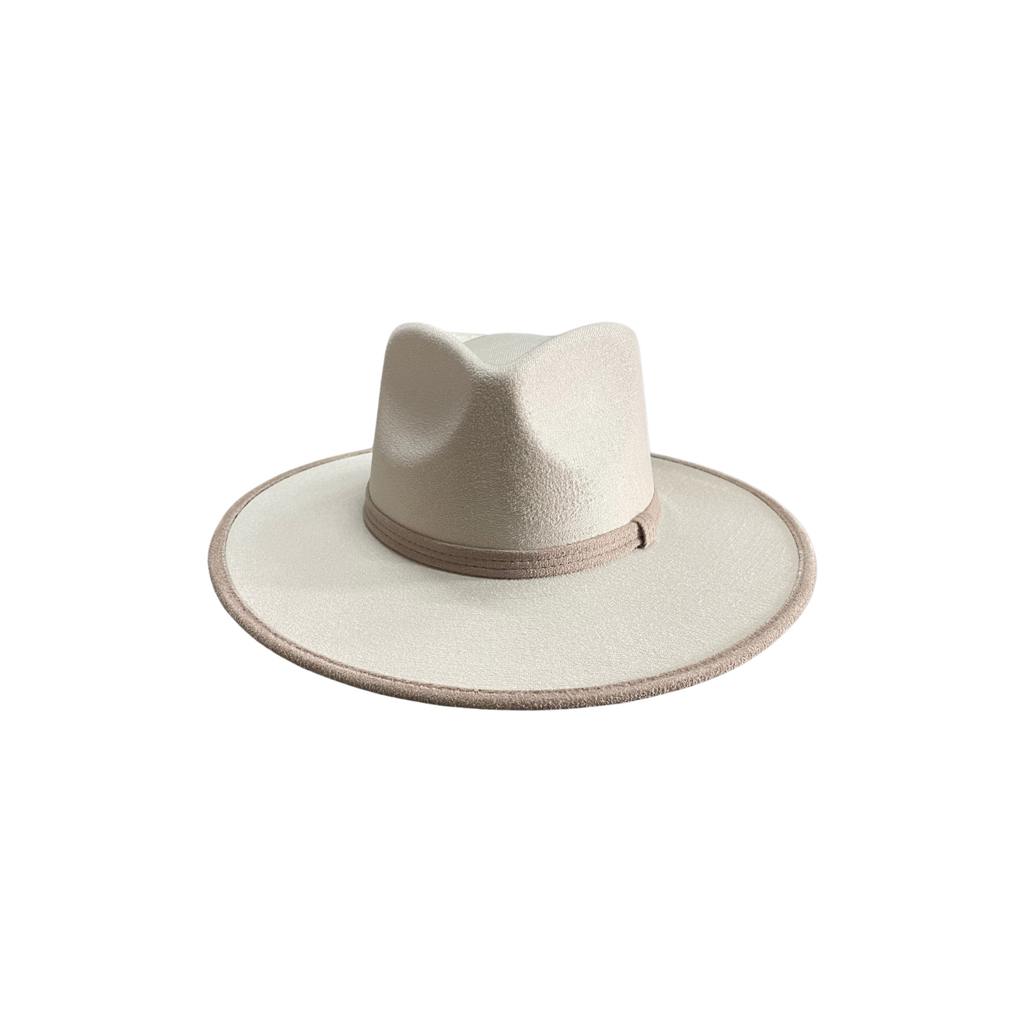 Millie Teardrop - Two-Toned Ivory Hat w/ Taupe Trim D&D