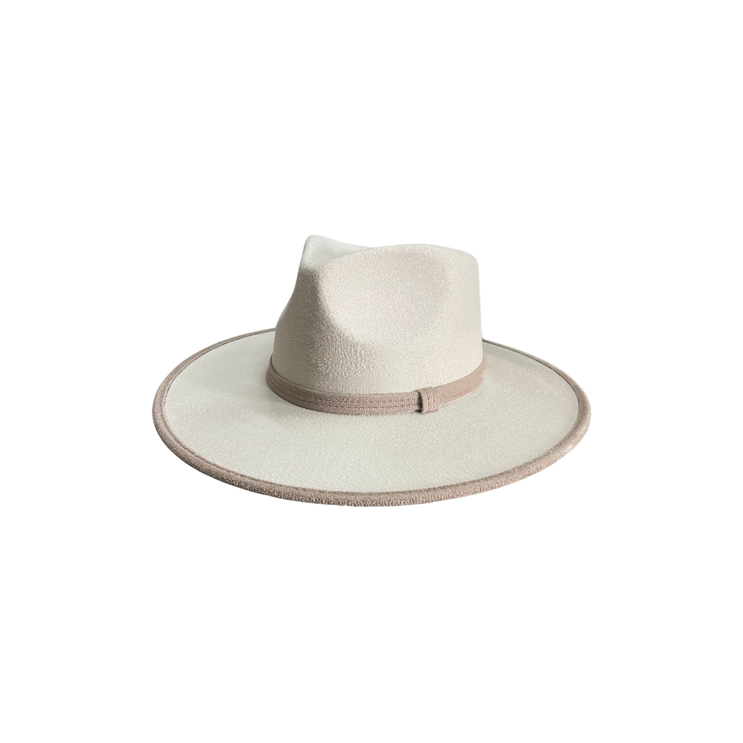 Millie Teardrop - Two-Toned Ivory Hat w/ Taupe Trim D&D