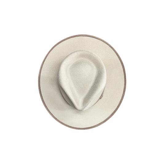Millie Teardrop- Two-Toned Ivory Hat w/ Taupe Trim D&D