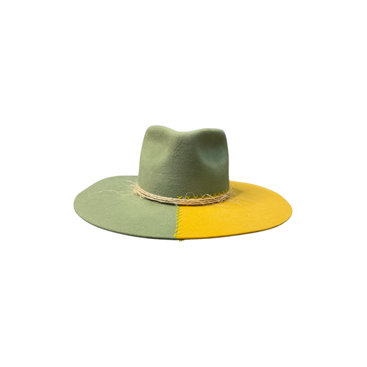 Sage Green + Bright Yellow Two-toned Wool Hat D&D