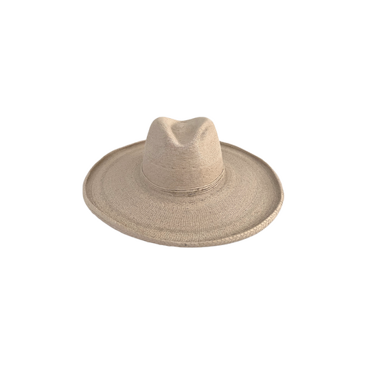 Leah Fine Palm Leaf Wide Curled Brim