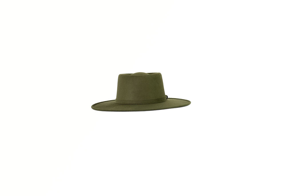 Alex Crown Top Boater  - Olive Green