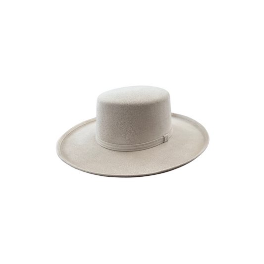 Charlie Curled Pencil Brim Boater- Ivory